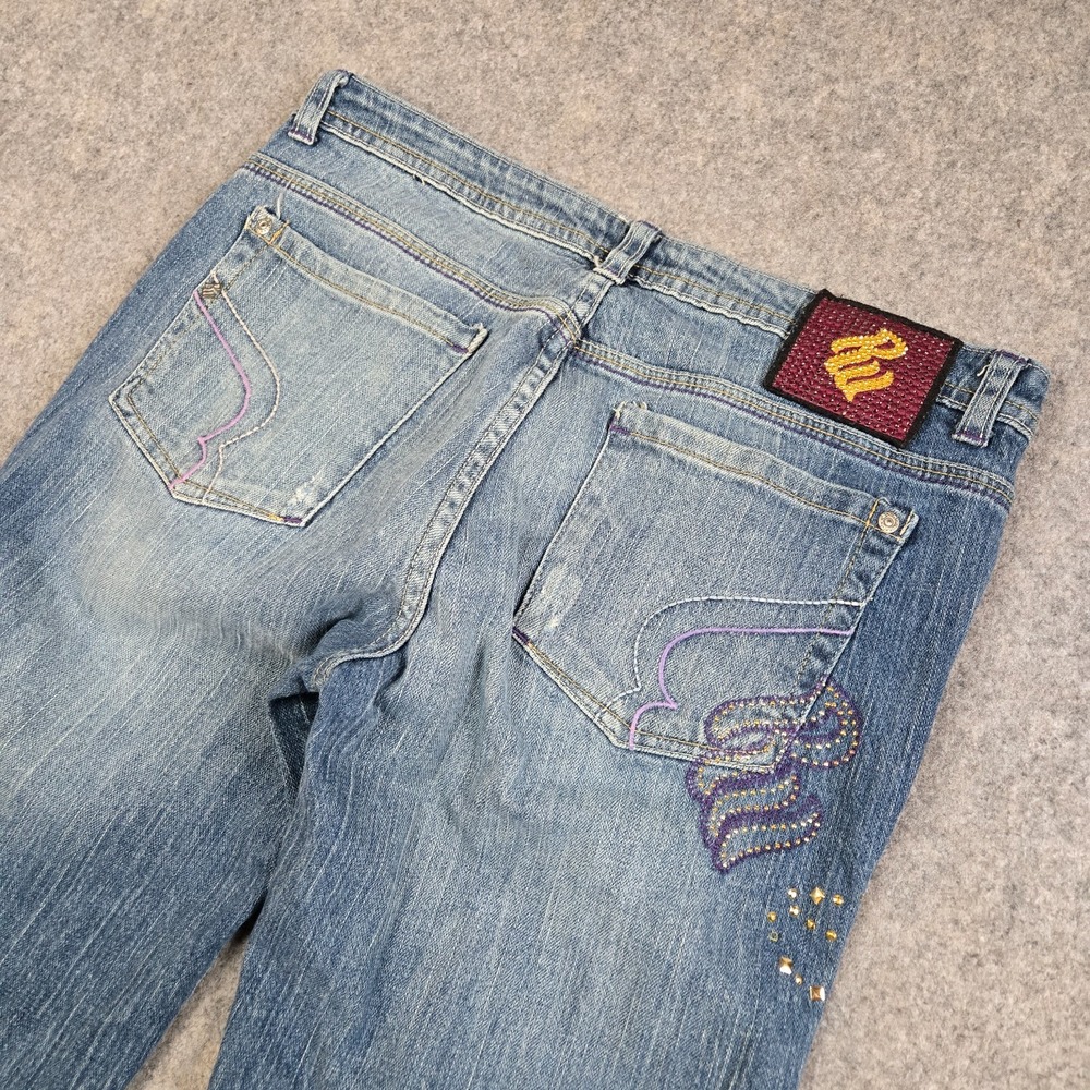 Vintage Rocawear Jeans Womens 9 Flared Studded Hook Closure Y2K Grunge Bling